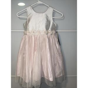 NWT Jayne Copeland Girls Formal Dress Size 6 Ivory with Pink